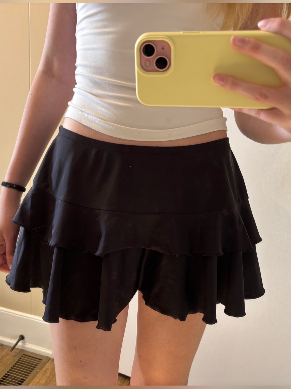 Roxy Black Tiered Ruffle Mini swim Skirt